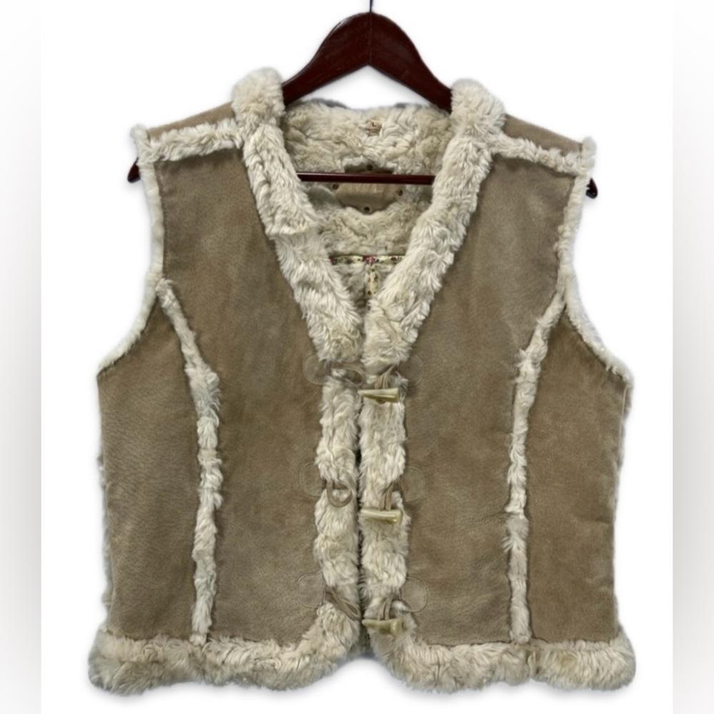 Vintage Wilson's Leather Genuine Leather & Faux Fur Lined Suede Vest size L EUC
